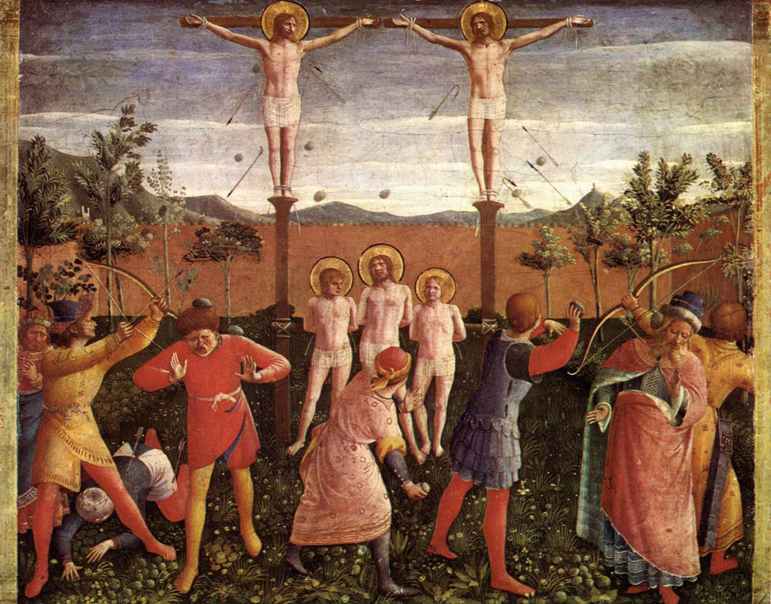 saint cosmas and saint damian crucifixed and stoned